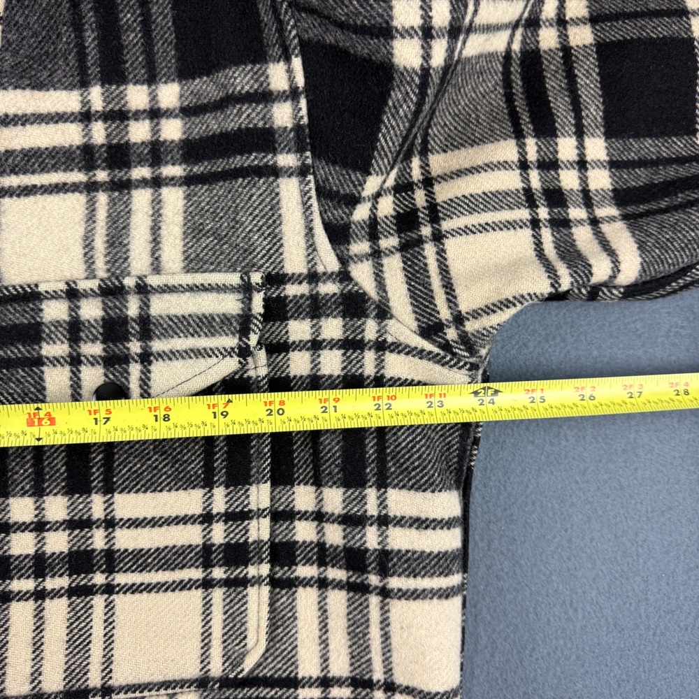 Vintage USA 70s Pendleton Shacket Men's L Black White Virgin Wool CPO Flannel - Picture 7 of 8